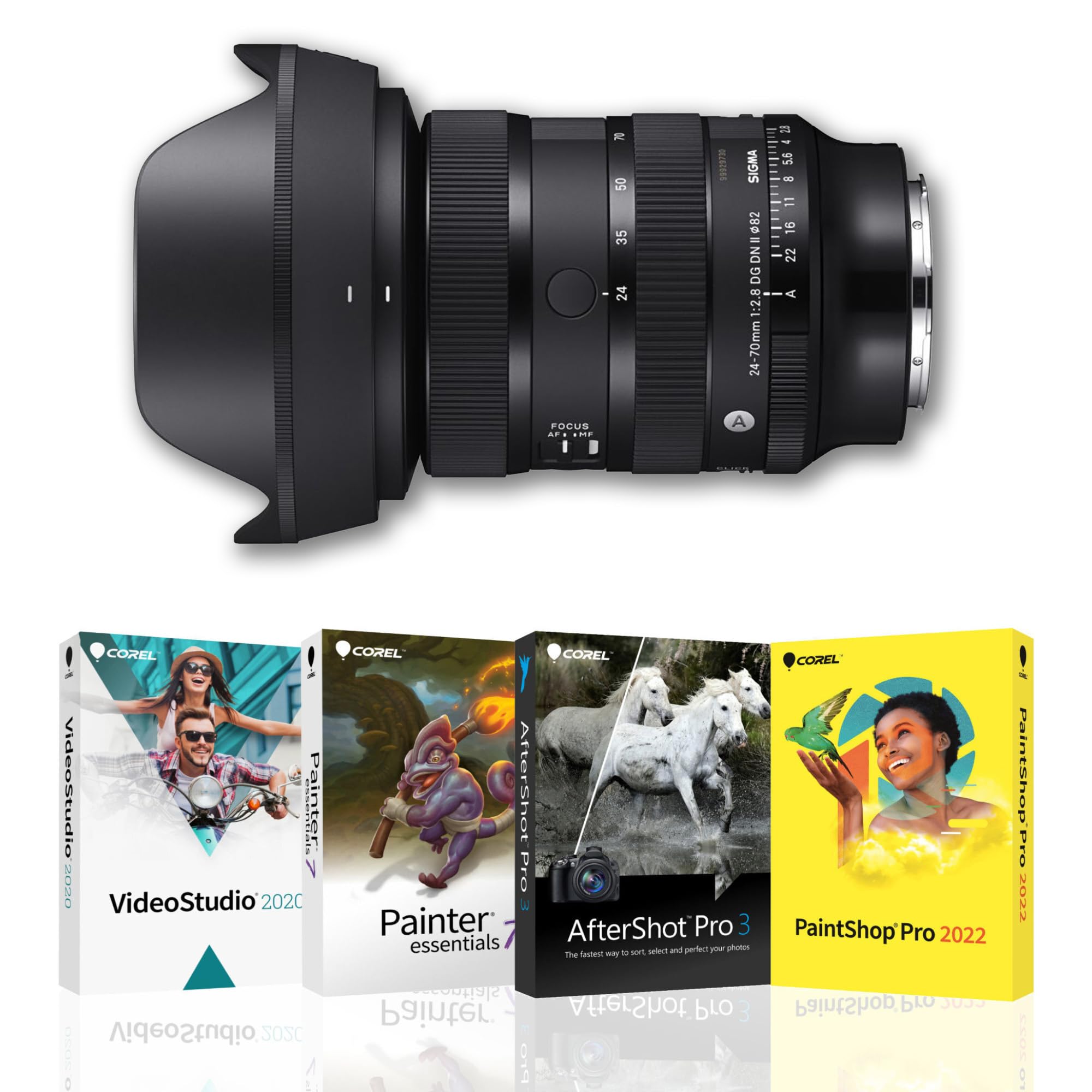 Sigma 24-70MM F2.8 DG DN II Art Lens, L Mount + Corel Software Bundle of 4: OEM Photo, Video, and Art Software Suite