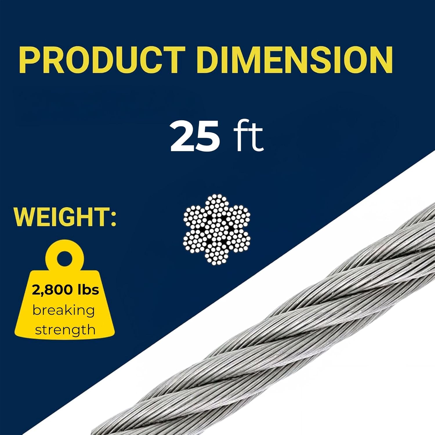 TIE DOWN 59378 Galvanized Steel Winch Cable-Size: 25' x 5/32'