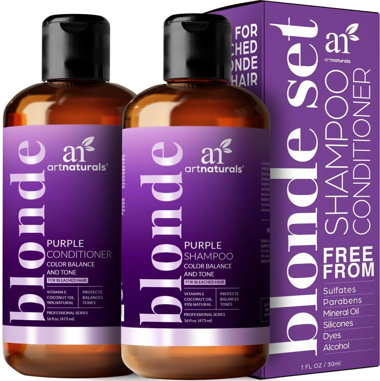 ArtNaturals Purple Shampoo and Conditioner Set (2 x 16 Fl Oz / 473ml