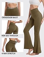 Vista 16 de ZOOSIXX Pantalones de yoga acampanados para mujer, leggings cruzados suaves con corte de bota Azul (Dusty Blue)