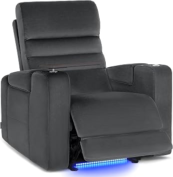 MCombo Zero Gravity Power Recliner Chair with Adjustable Headrest for Living Room, Home Theater Seating Recliner with 360 Swivel Tray Table, USB & Type-C Ports, LED Lighting, Armrest Storage