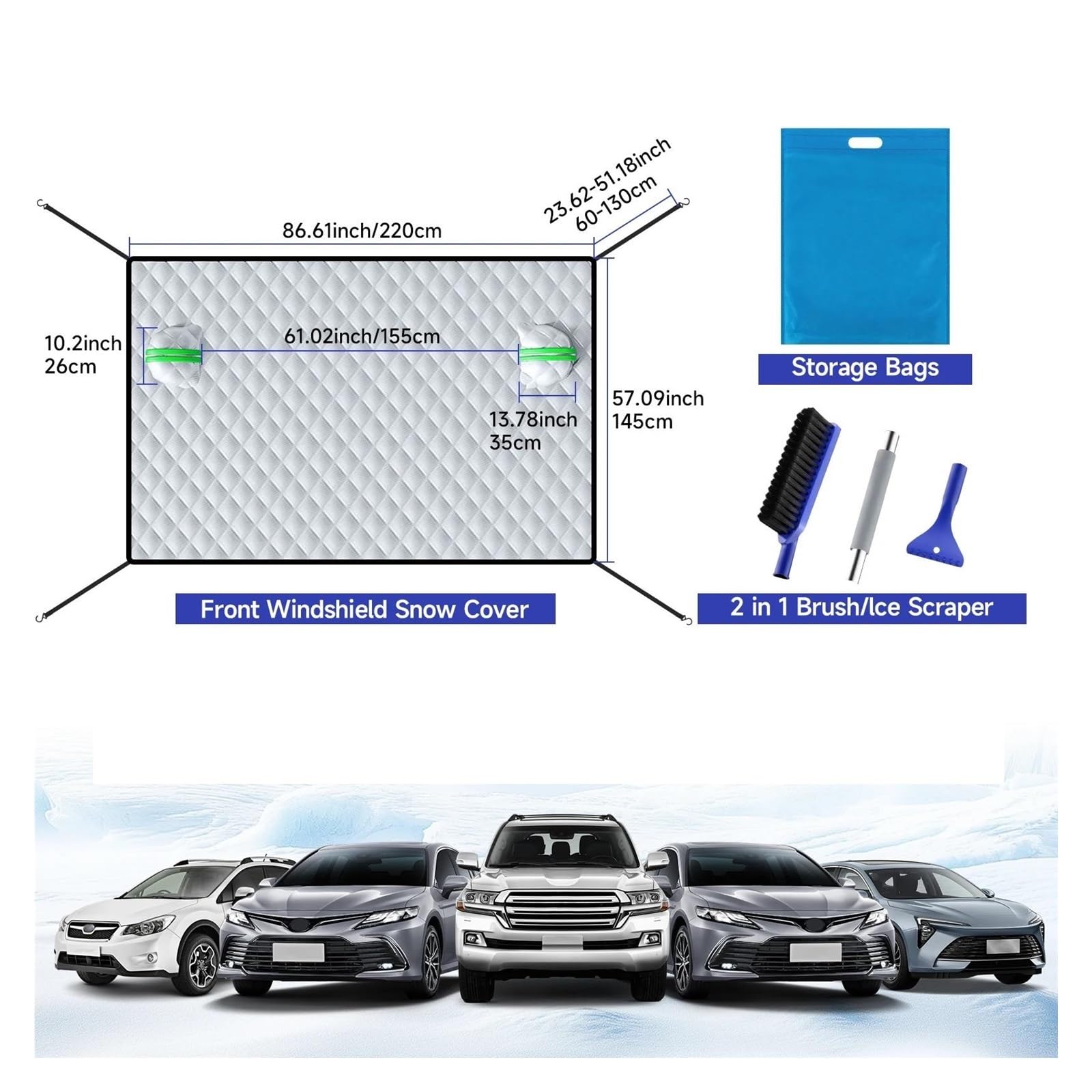 Parabrezza per Auto Copertura per Neve Protezione per Ghiaccio Invernale Parasole Magnetico per Accessori per Blocco Anteriore Copertura Auto Telo Antighiaccio