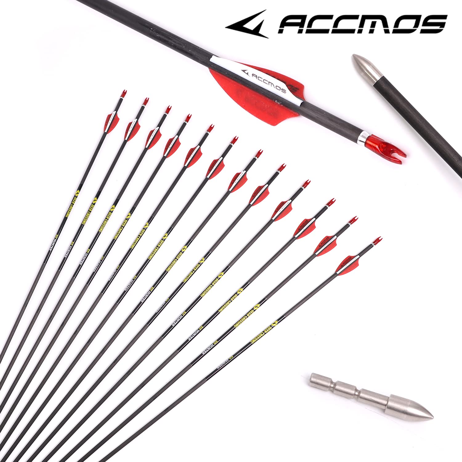 ACCMOS ID 4.2mm Freccia in Puro Carbonio 31 Pollici Spine 350 400 500 600 700 800 900 1000 Frecce di Tiro con L'Arco perArco Ricurvo Arco Composto Caccia & Pratica di Tiro 6/12 pz