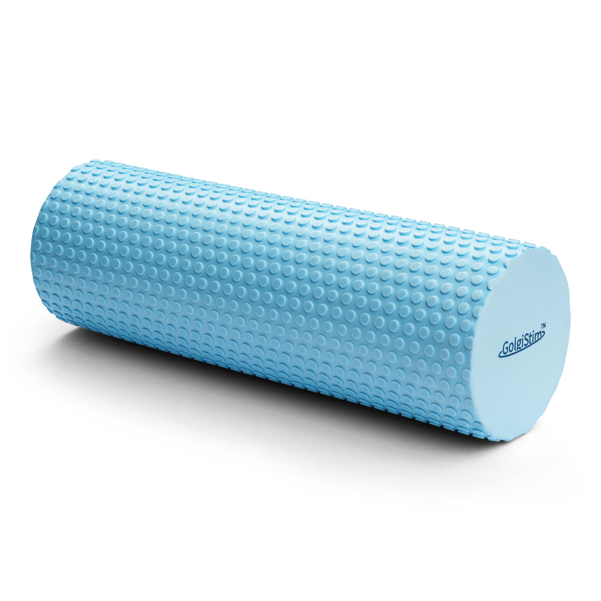 Rodillo de masaje de espuma de alta densidad de 12 pulgadas, rodillo de masaje de punto de activación azul claro para ejercicio de tejido profundo, masaje y recuperación GolgiStim
