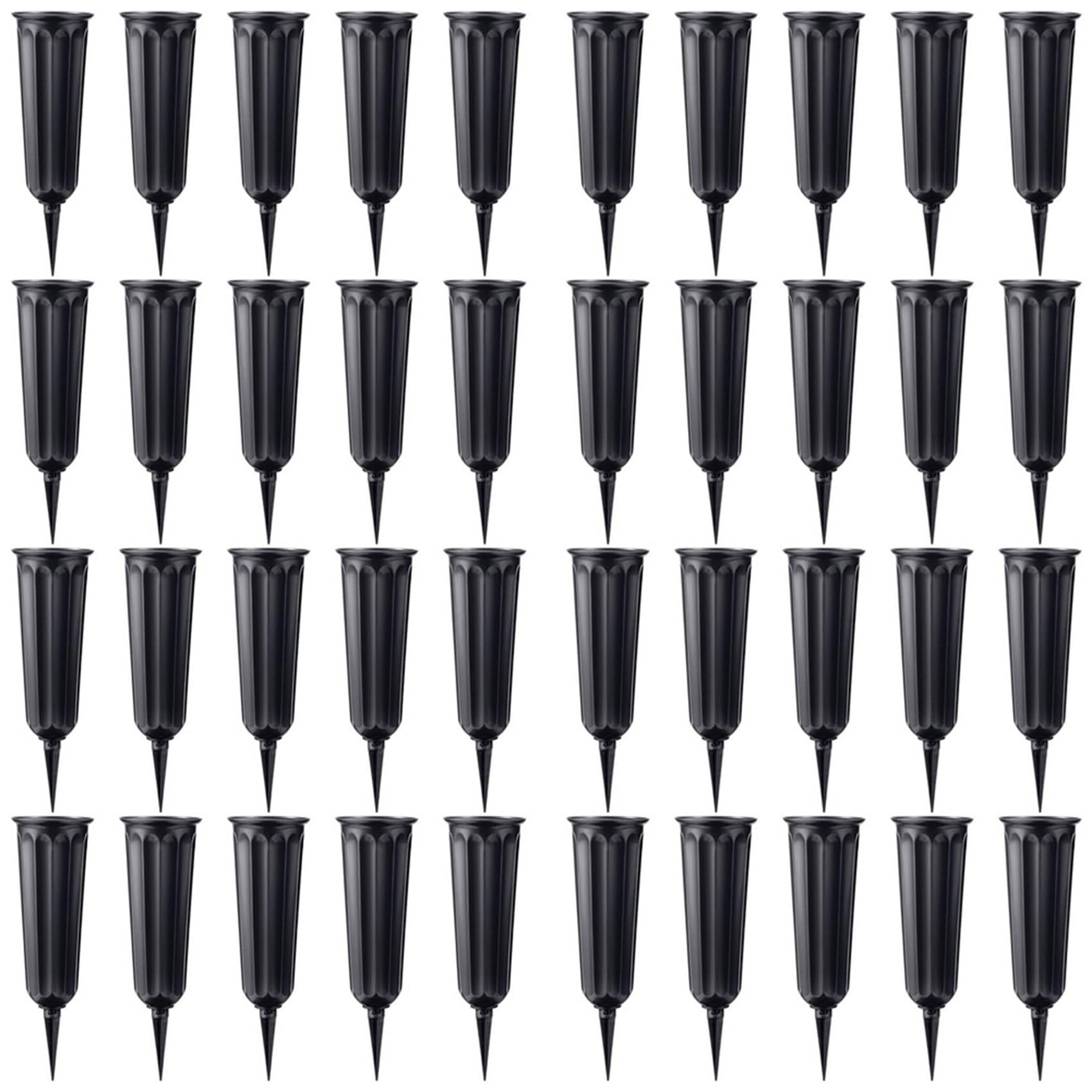 Hndhbfgrt 40 Pack Cemetery Vases with Spikes,Plastic Vases for Flowers,Grave Decorations for Cemetery,Memorial Floral Vases