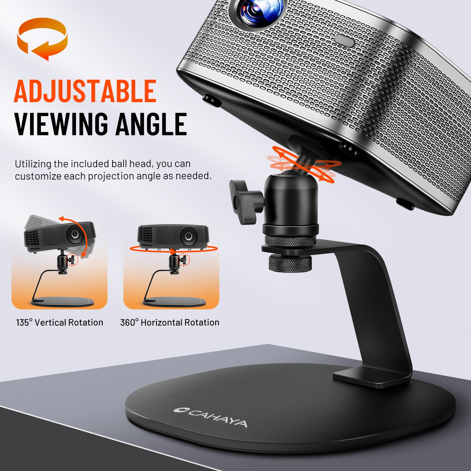 CAHAYA Supporto per Proiettore Desktop Stabile: Stand per Proiettori da Scrivania con Testa a Sfera Stand Universale da Tavolo per Laptop PC Videoproiettore CY00375-1