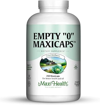Maxi Health Empty Capsules, Vegetarian Size 0 250 Count
