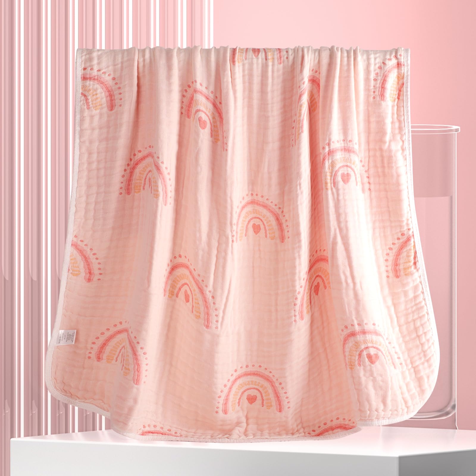 Manta de muselina de algodón para bebé, reversible, neutro, a granel, 6 capas, suave, 43.3 x 41.3 pulgadas, para recién nacidos, niños y niñas, manta para envolver al bebé, cuna de guardería, cuna