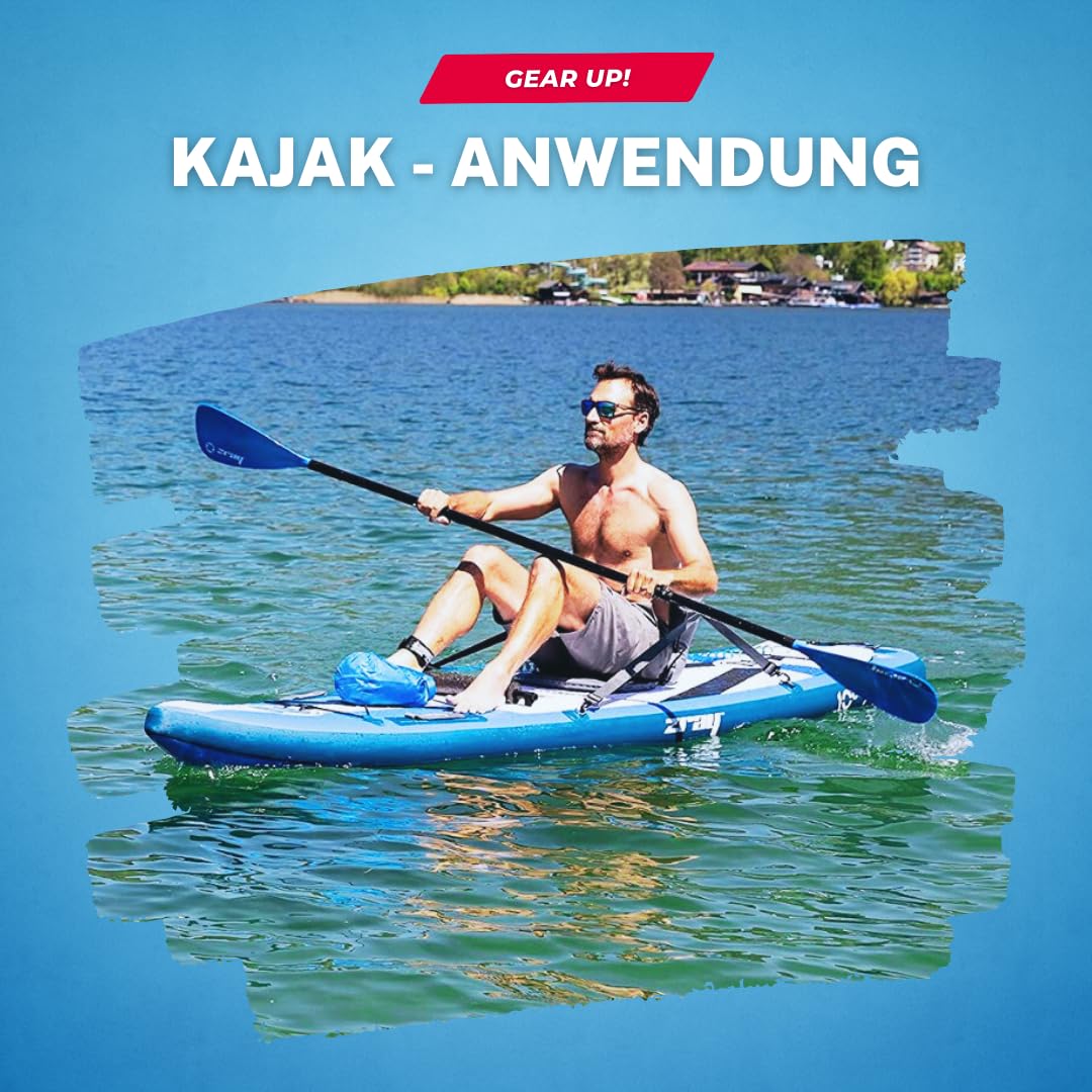 Lukadora ZRAY - Remo multifunción para SUP y kayak, fibra de vidrio ligera, ajustable con mango ergonómico