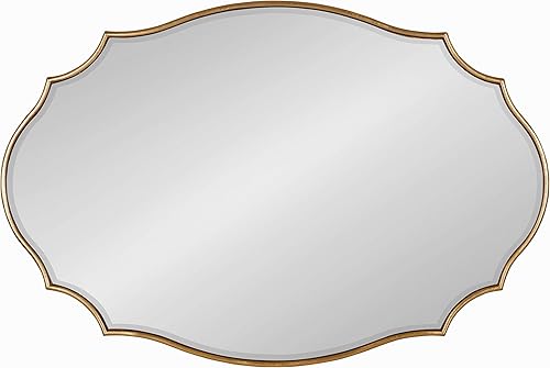Miniatura 4 de Kate and Laurel Leanna - Espejo de pared ovalado festoneado, 24 x 36 pulgadas, hoja dorada, elegante y moderno acento de pared