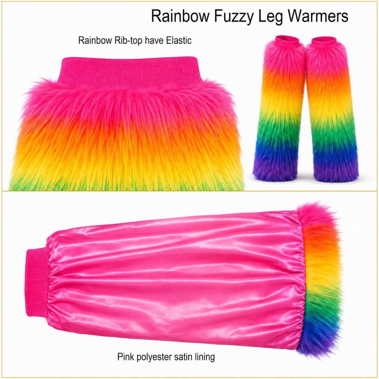 ENVY BODY SHOP Faux Fur Leg Warmers for Women Fuzzy Furry Boot Covers Fluffy Boot Cuffs Festival Rave Party Costume Cosplay