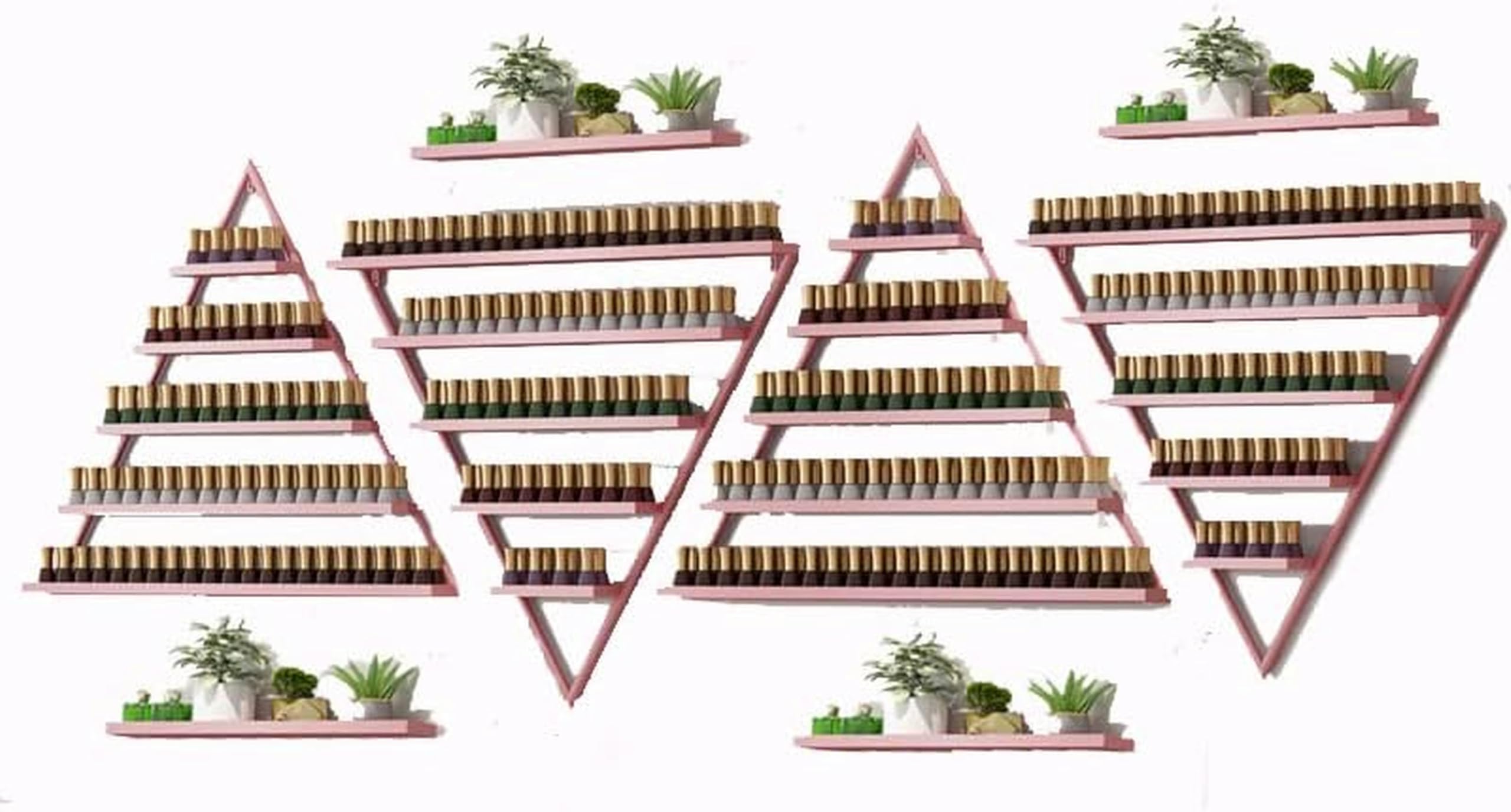 Soporte triangular para botellas de salón con repisas estables
