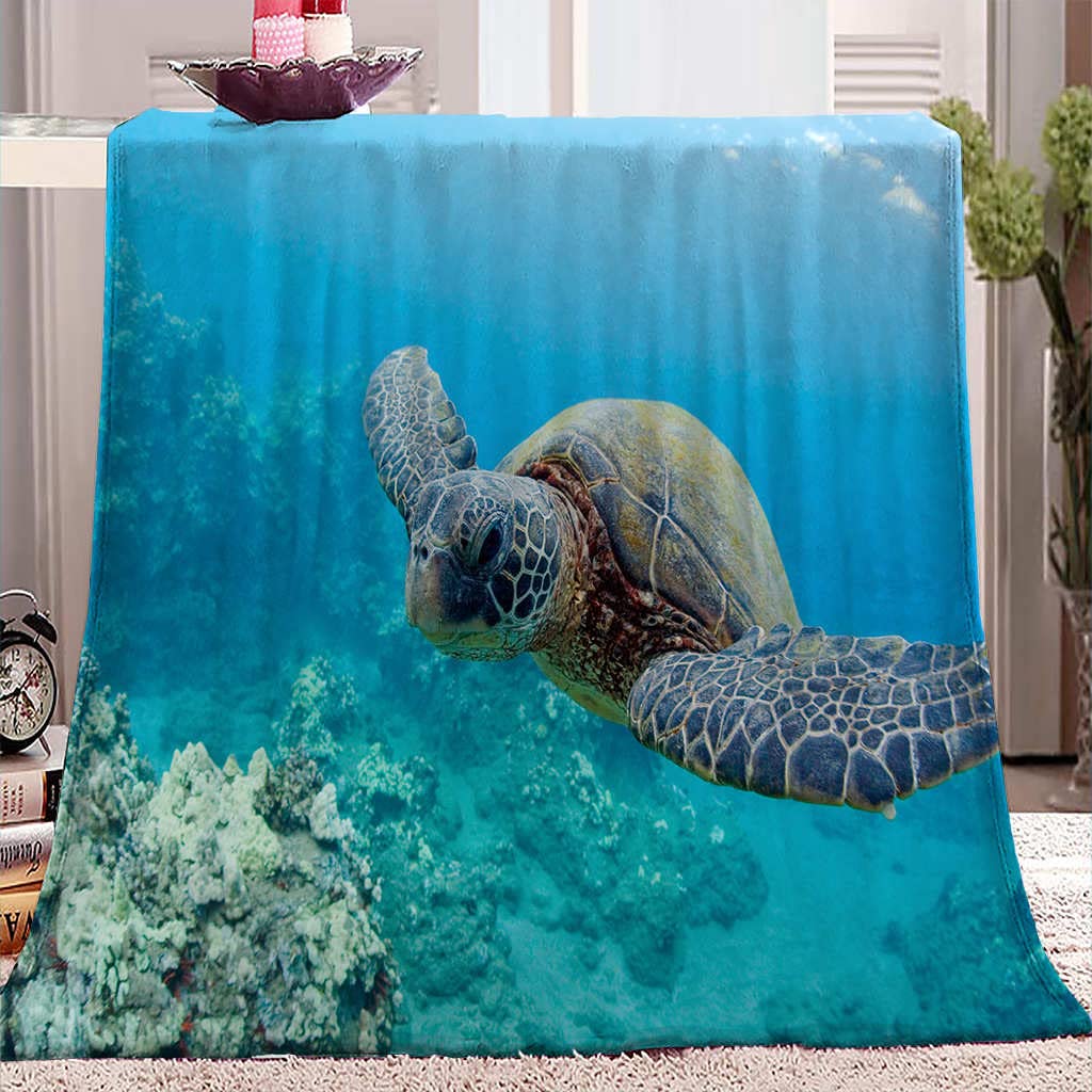 Koc polarowy zwierzęta i żółwie narzuta koc na sofę ciepły miękki koc na łóżko kanapy fotele, pasuje na cały sezon 150 x 199 cm