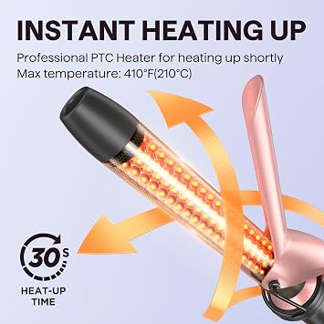 Wavytalk 5 in 1 Curling Wand Set ، طقم مكواة تجعيد الجهد المزدوج مع 5 براميل قابلة للتبديل تتضمن فرشاة حرارية ، ومزيل شعر و 3 عصابات تجعيد سيراميك (0.5 -1.25) ، وردي وردي