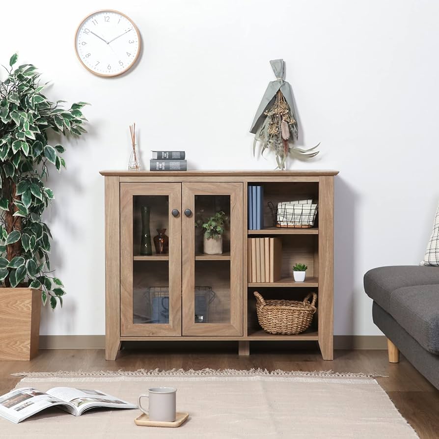 Amazon.co.jp: 不二貿易 サイドボード リビング収納 幅96.5×奥行29×高