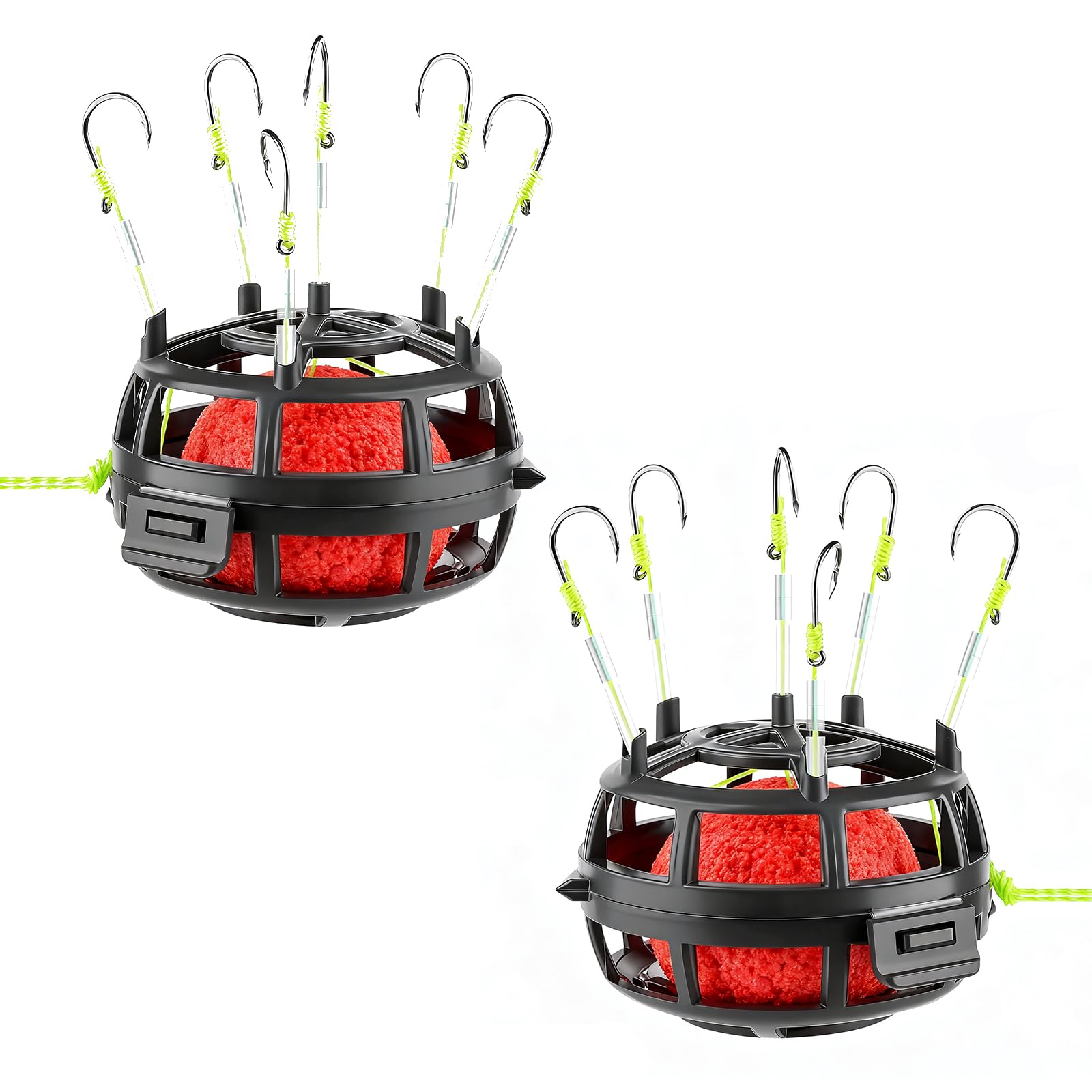 6-Haken Angelzubehör, Angelköder Futterkorb mit 360°, Forellenköder, Angel Köder für Graskarpfen, Tilapia & Süßwasserfische, Angelzubehör Forellenköder, Futterkorb Angeln für Flüsse, Seen, Teiche