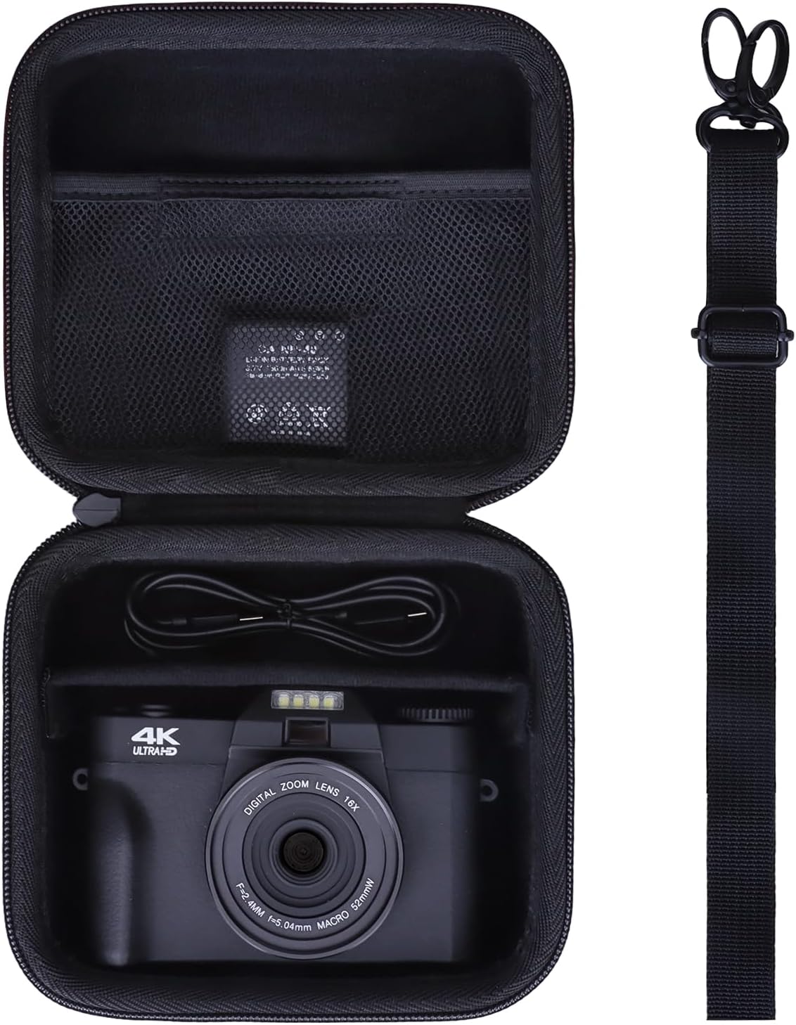4K Digital Camera Case Compatible with CAMKORY/Lecran/VJIANGER/Duluvulu/VAHOIALD/AUREAPIX/Lecnippy/Zostuic/Kasukani/XNSIAKXA/FLATIC/TEFTYMON/FlyFrost 4K Vlogging Camera with Shoulder Strap,Black