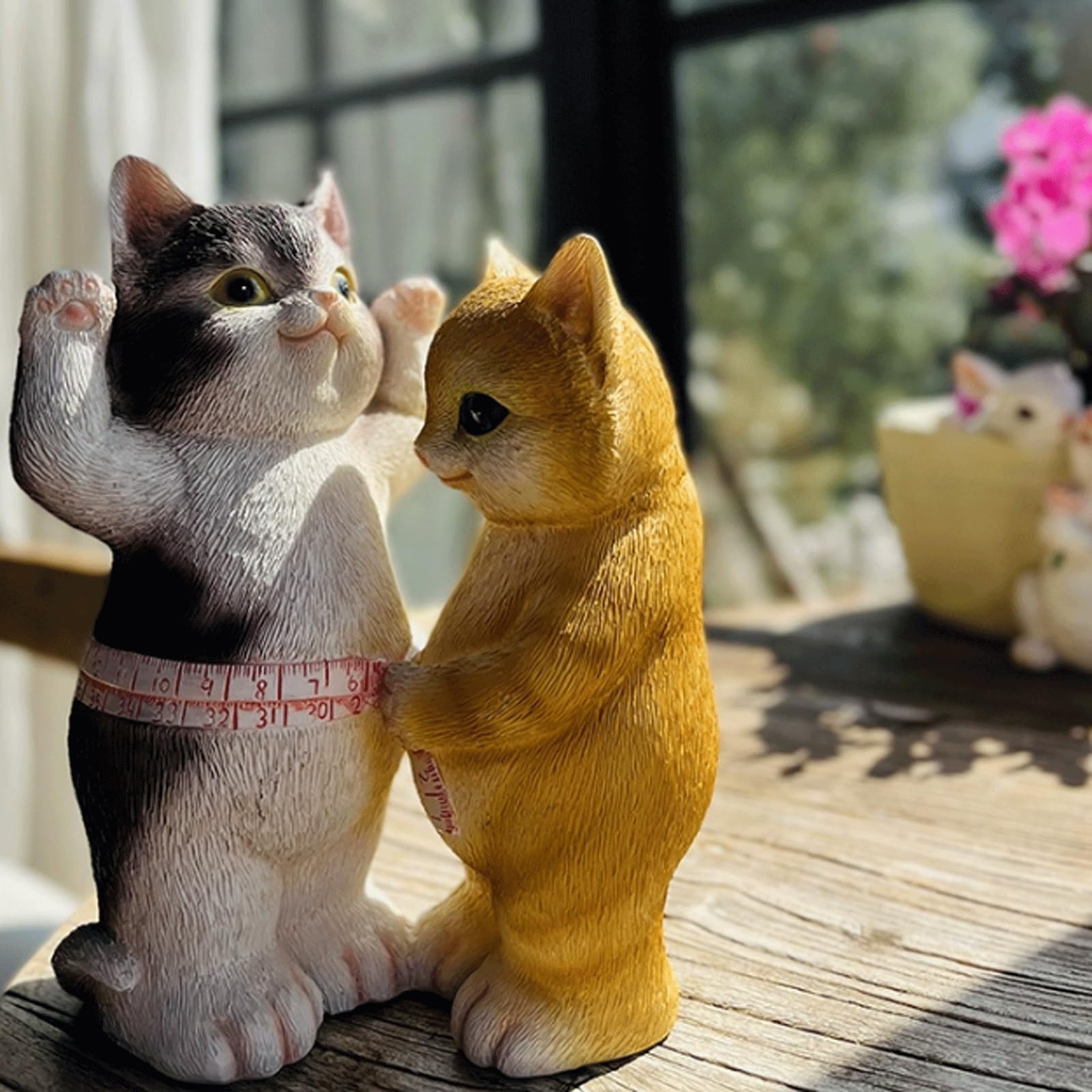 Yofab Bellissima Scultura di Gatto in Resina per Decorazioni per la casa - Gatti Dimagranti, Statuetta di Coppia di Gattini - Scultura Artistica realistica per scrivania