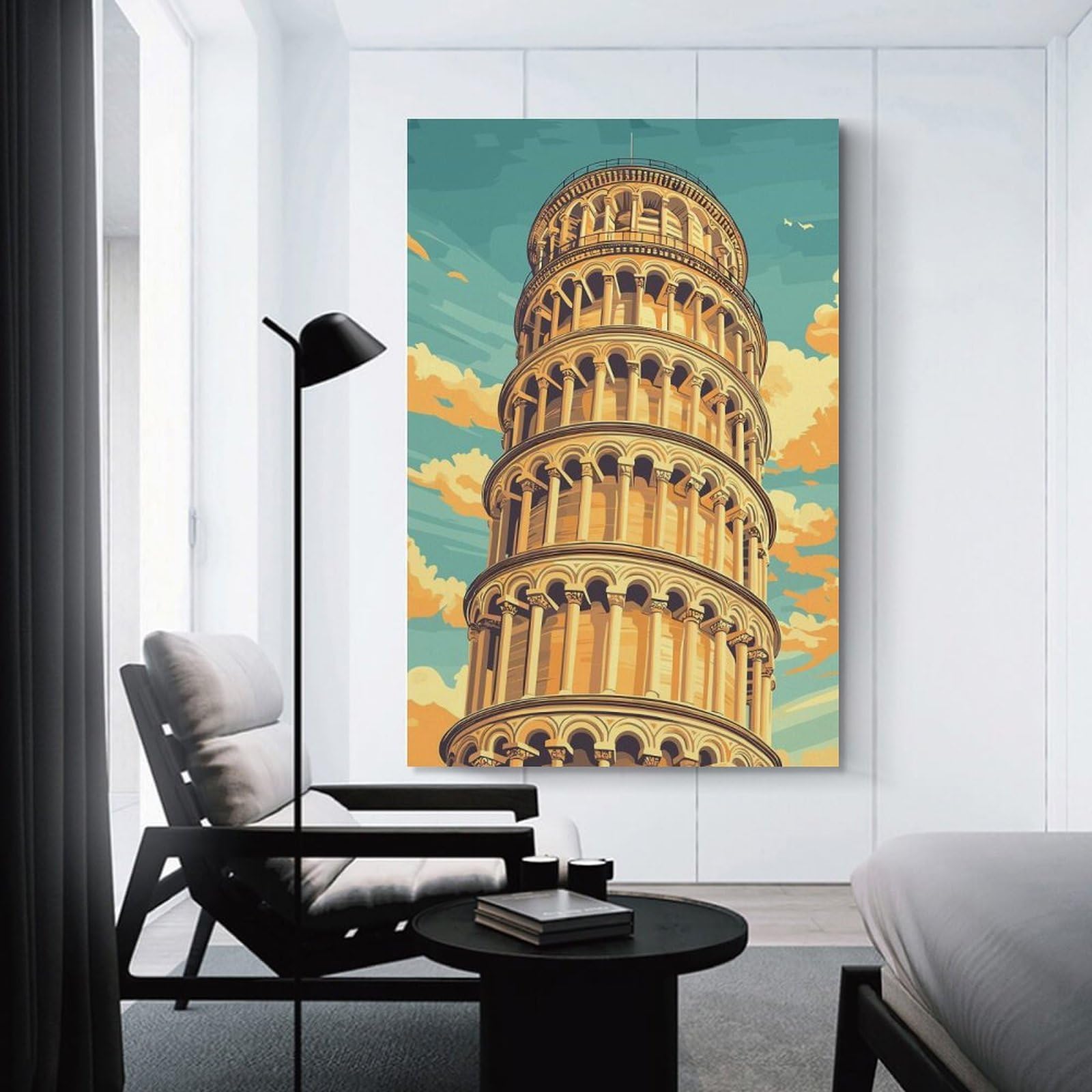 Leaning Tower of Pisa Canvas Wall Decor, 20x30inch(50x75cm), for Gallery Wall Decor And Room Displays, Wall Decor Suited to Curated Displays