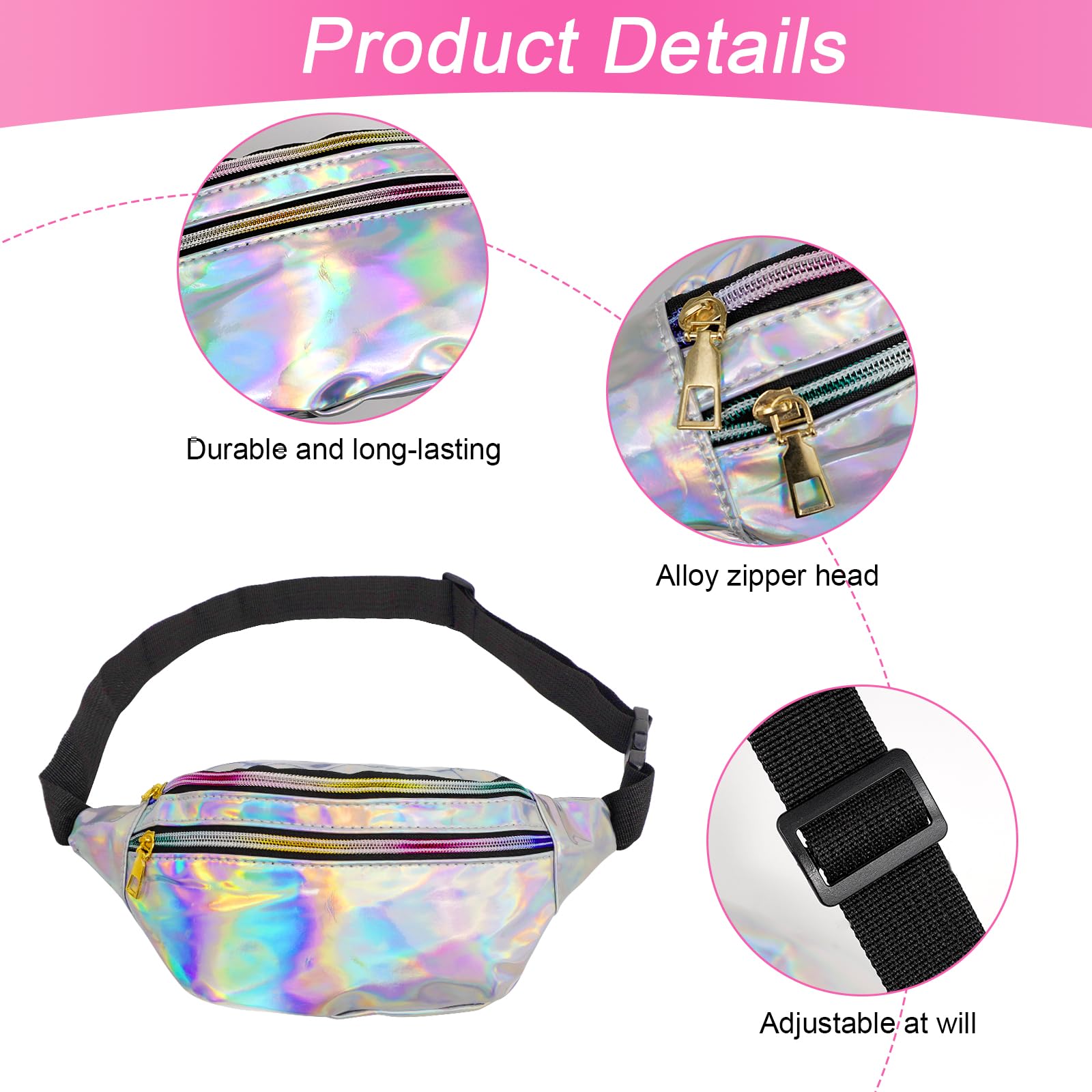 ZWQLZG 80s Fancy Dress for Women, 90s Fancy Costumes Accessories Set Including Bumbags Choker Heart Glasses Bracelet Earrings, Festival Accessories 80s 90s, Dress Up Day - Image 3