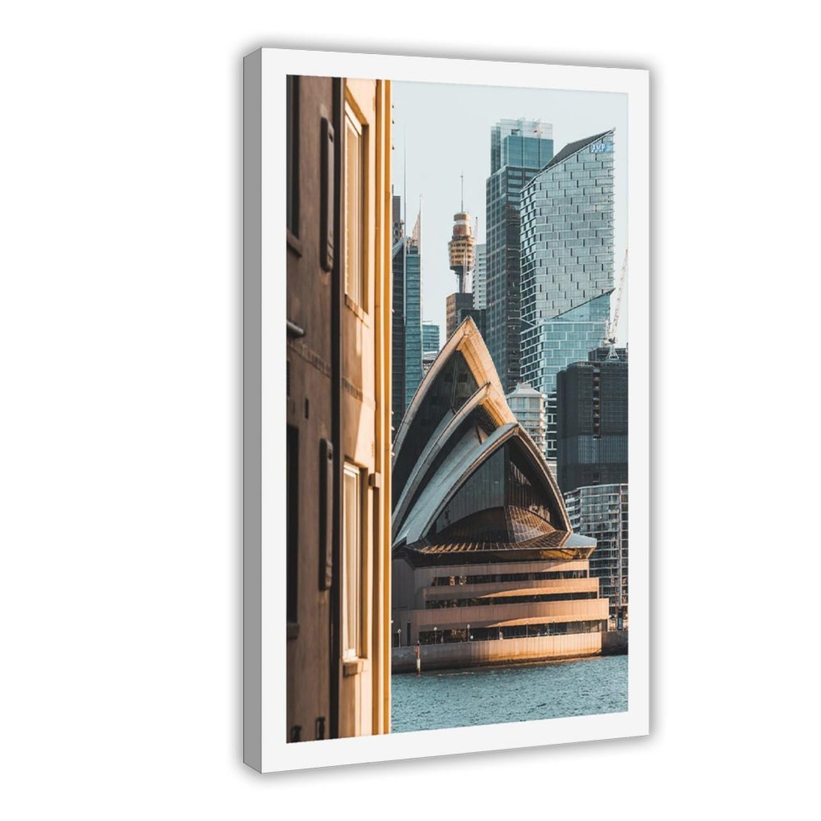 Heyanm Sydney Opera House Art Print Urban City Australia Landmark Canvas Poster Wall Art Paintings For Living Room Bedroom Decoration Frame 16X24inch