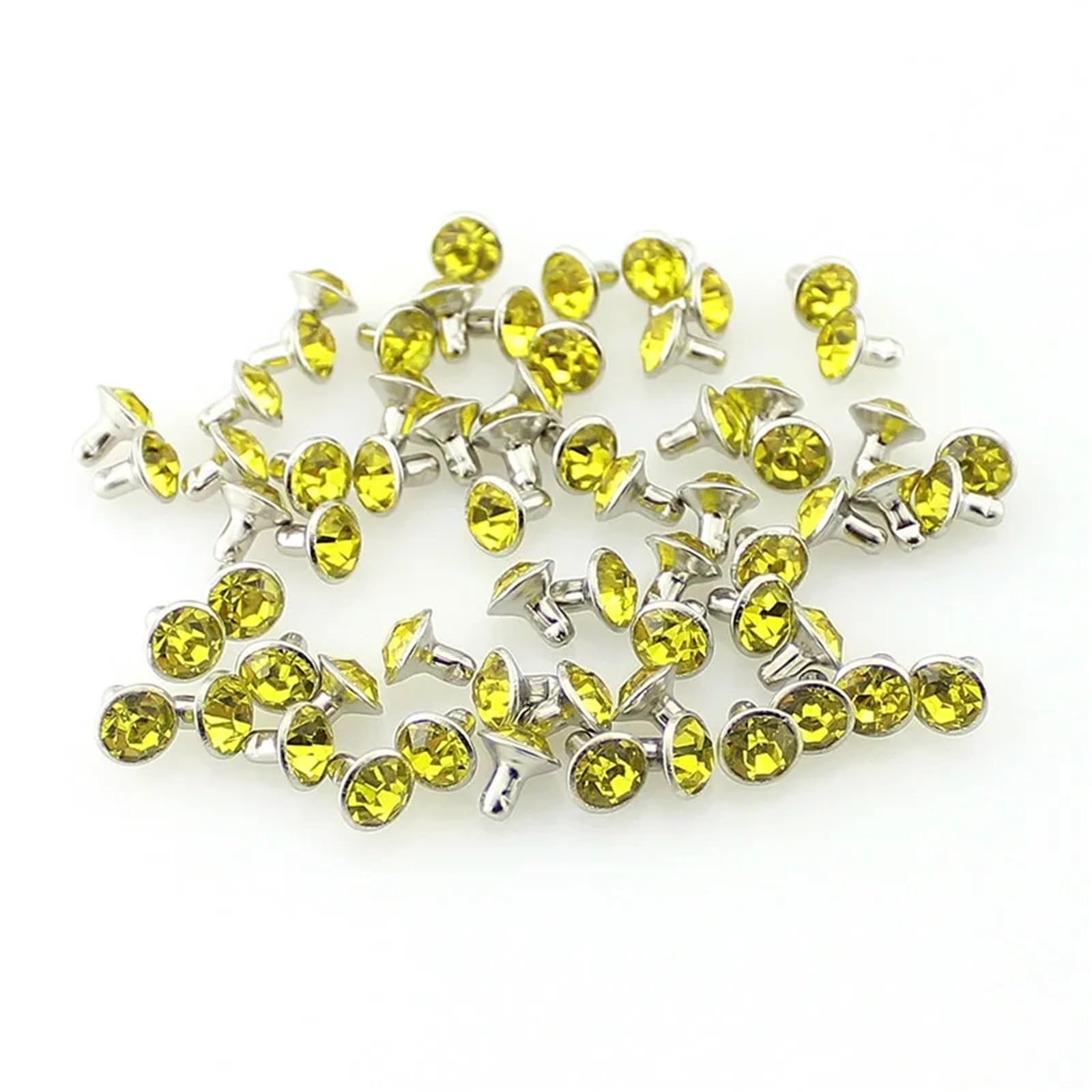 Fdzkrtvm Yellow Metal Crystal Rivets, Crystal Rhinestone Rivet Studs Multicolor Copper 100 Pcs