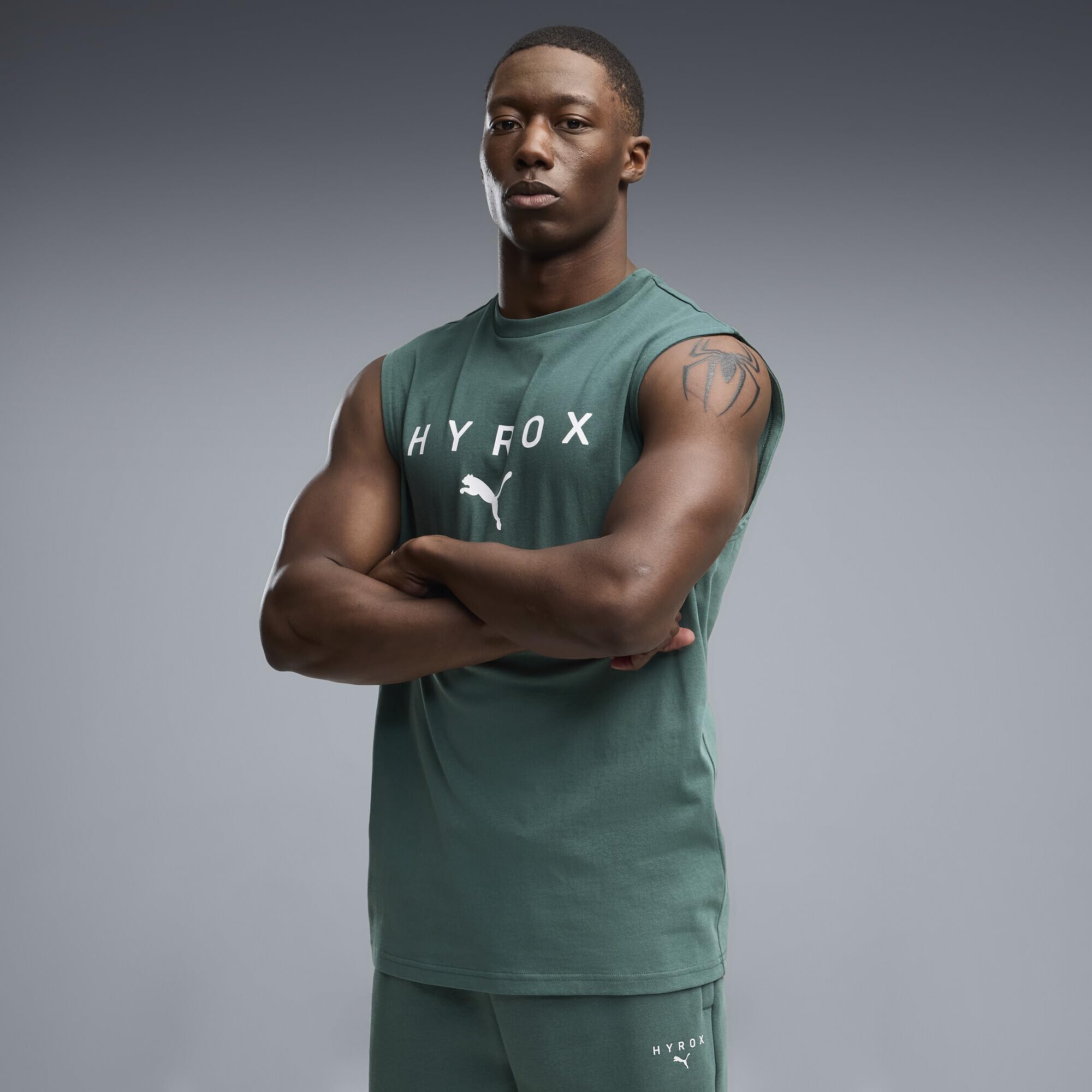 PUMA Canotta x HYROX Cut-off da Uomo XS, Herb Garden Green
