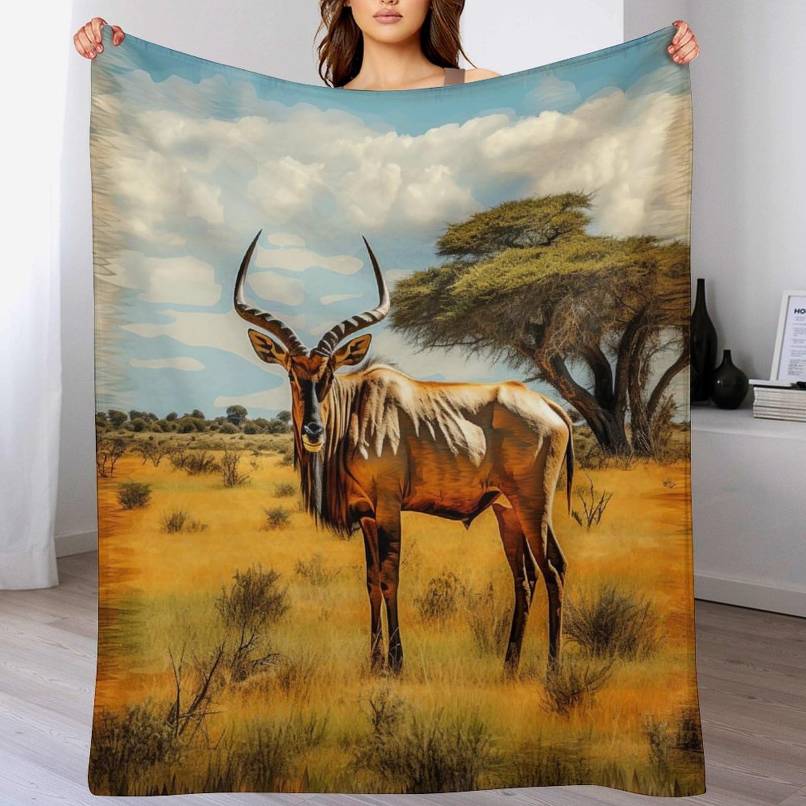 Manta de forro polar antilope de microfibra suave de 130 x 150 cm