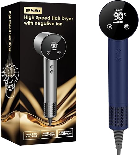 Secador de pelo de viaje, 110000 RPM profesional de alta velocidad, secador de pelo de cuidado iónico negativo con control inteligente de