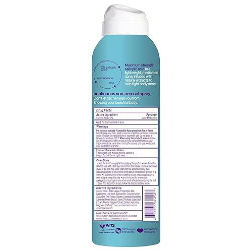 Miniatura 3 de Pacifica Beauty Bacne Warrior - Spray corporal para combatir el acné para cuerpo y espalda 2 de ácido salicílico niacinamida pepino y aloe aprobado