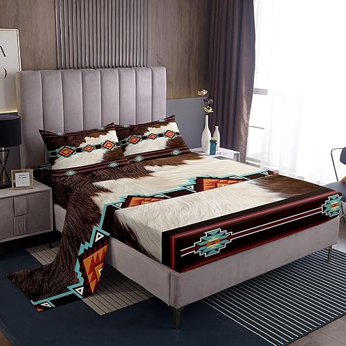 Juego de sábanas occidentales de tamaño individual del suroeste para niños, niñas, adolescentes, decoración de vaquero, sábanas de cama con