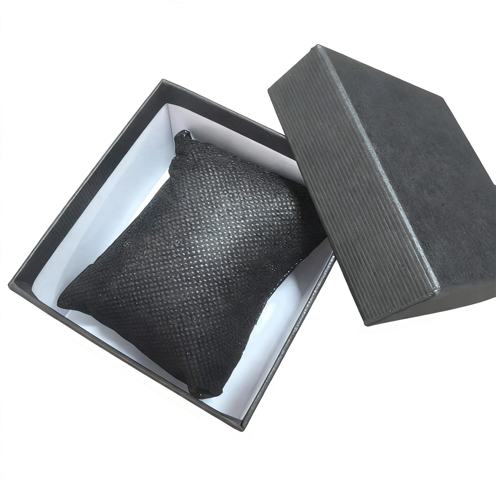 Zambuph Watch Gift Box For Men Small Black Box Bulk Stylish Matte Black Finish Watchbox Ring Boxes With Removable Pillows Hold