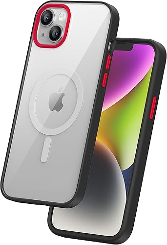 Vista 12 de FLOLAB Surtect Tri-Fusion - Funda magnética para iPhone 14 Pro, diseño delgado, compatible con Magsafe, marco negro de grado militar, color naranja