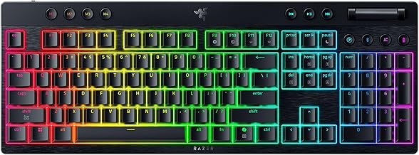 Razer BlackWidow V4 Low Profile HyperSpeed Wireless Gaming Keyboard: Orange Mechanical Switches - 2.4GHz Wireless & Bluetooth - Multi-Function Roller - 11 Control Buttons - Long Battery Life