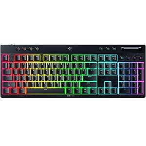 Razer BlackWidow V4 Low Profile HyperSpeed Wireless Gaming Keyboard: Orange Mechanical Switches - 2.4GHz Wireless & Bluetooth - Multi-Function Roller - 11 Control Buttons - Long Battery Life