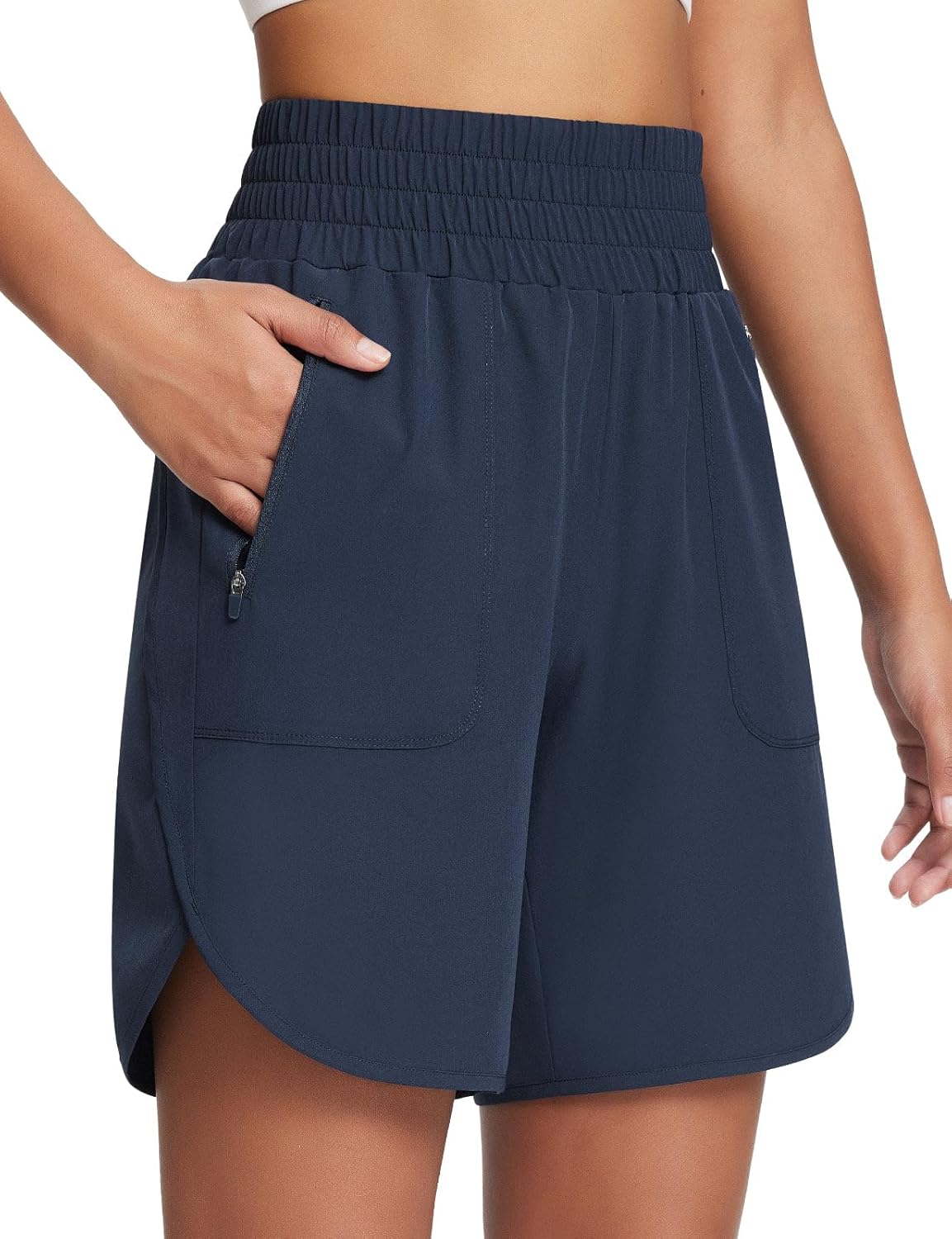 baleaf Women's Athletic Shorts 7 Inch Long Running Workout Hiking Shorts High Waisted Quick Dry Zipper Pockets UPF50+