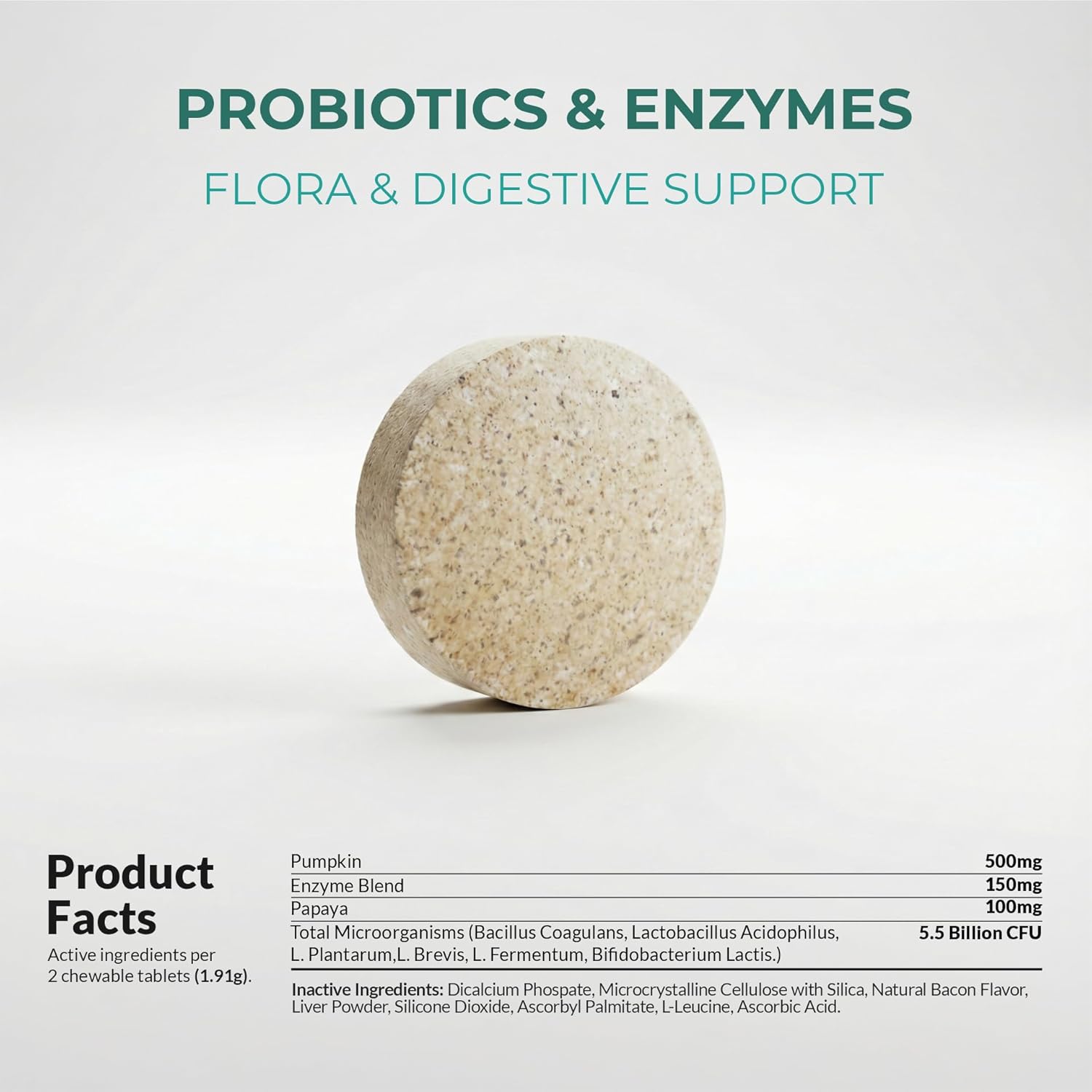 Probiotics for Dogs - 120 Chewable Tablets - Diarrhea & Gas Support - with Honey Pumpkin and Prebiotics for Dog Allergies, Bad Breath & Constipation Support