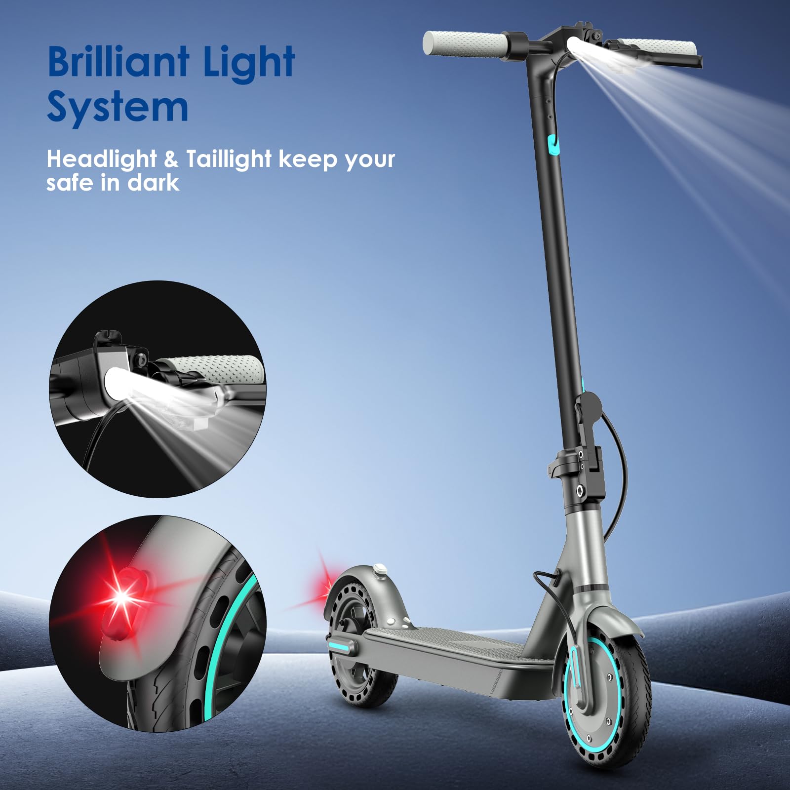Monopattino Elettrico per Adulti,Pneumatici 8.5/10",Motore Potente 350/500W, Autonomia fino a 36/40/45km, Velocità Massima 25 km/h, Doppio Illuminazione e Doppia Frenata, APP Smart