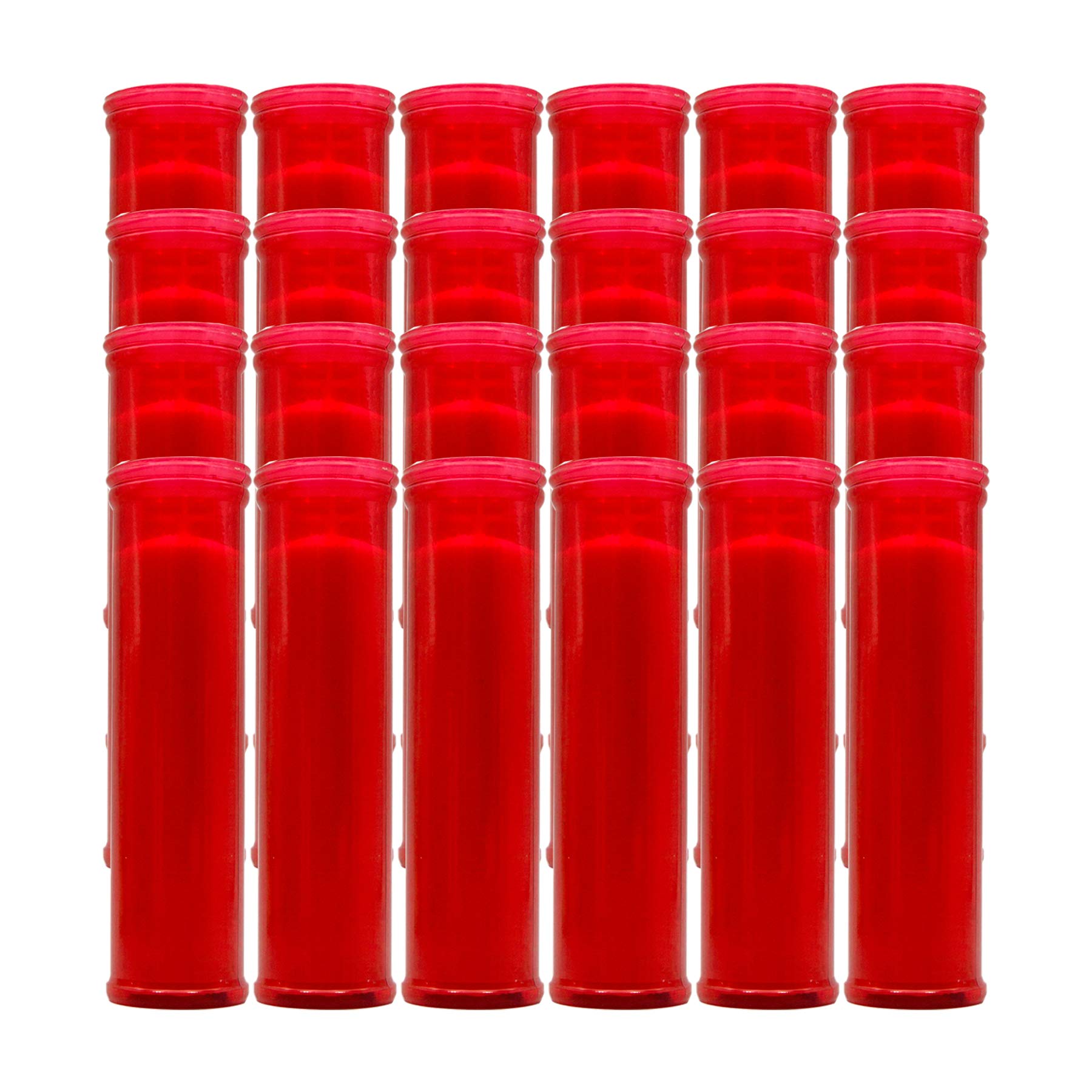 Velón Rojo Grande Velas de Algodón Puro Sin Perfume Pack 24 Unidades (Rojo)