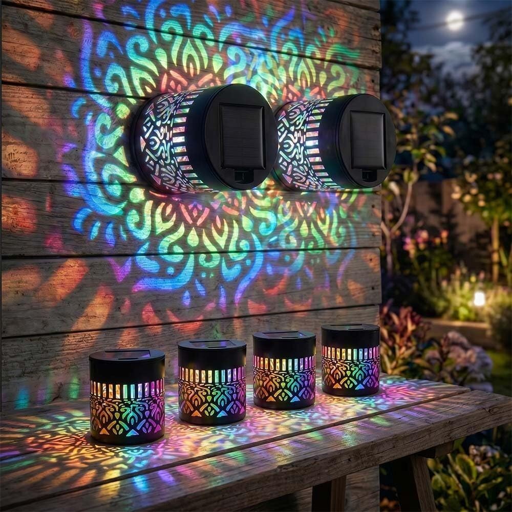 Lámpara solar Mandala exterior para jardín luces de proyección LED impermeables pack de 2 7