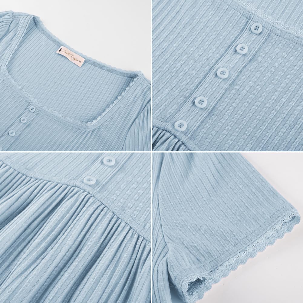 Belle Poque Women's Summer Cute Tops Short Sleeve Babydoll Peplum Top 2026 Square Neck Casual Shirts Teen Top Tee - Image 5