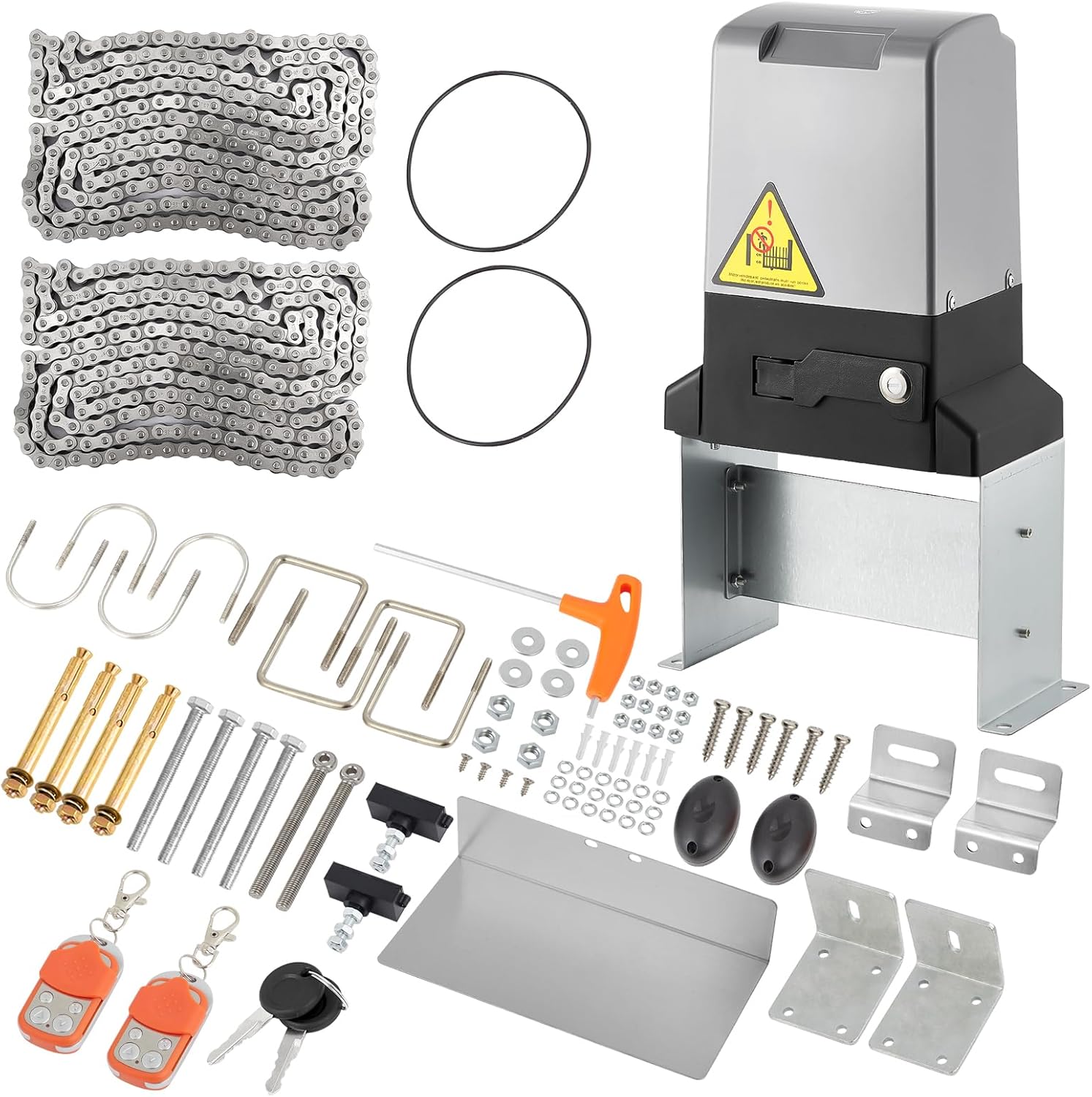 Automatic Sliding Gate Opener, 3500LBS Chain Drive Electric Rolling Driveway Gate Motor, Includes 2 Remote Controls & Gate Operator Hardware Kit, 40ft/Min Speed, Fits Gate Up to 40 Feet