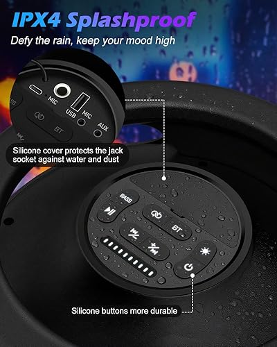 Miniatura 8 de Altavoz Bluetooth grande, pico de 260 W, potente sonido fuerte con graves profundos, tiempo de reproducción de 15 horas, carga rápida, TWS, luces