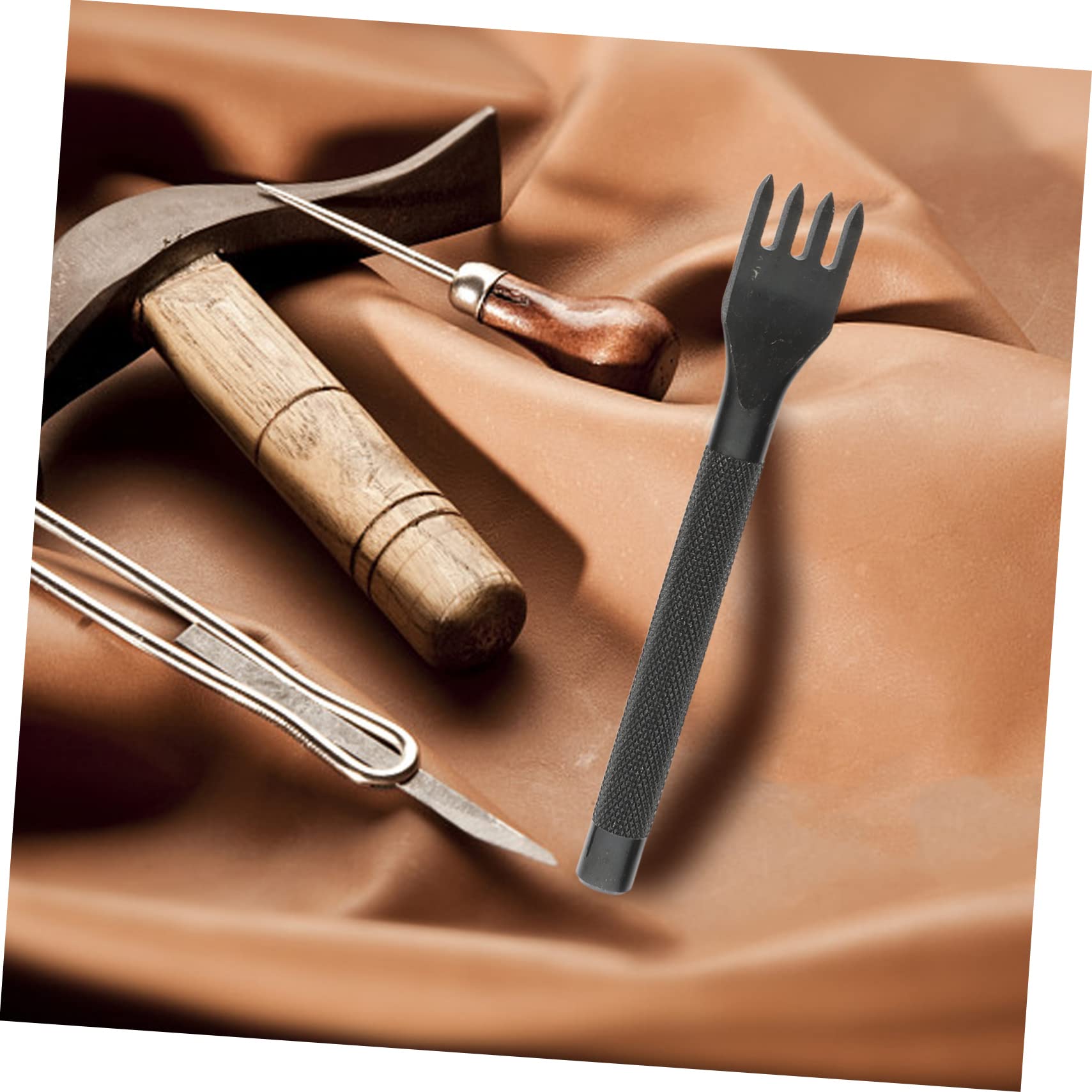 Cabilock 4pcs Leather Craft Supplies Hole Punch Leather Hole Puncher High-Carbon Steel Black