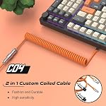 C04 2 en 1 Coiled personnalisé USB C câble pour le jeu de clavier-détachable double manche Spiral câble avec 5 Connecteur Aviateur pour broche PS4,Xbox-USB A à Type C et Type C à TypeC(1.62+3.28inch)-Orange