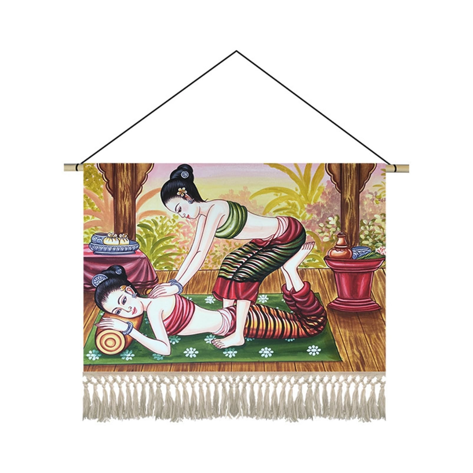 Amazon.co.jp: 棒付きタペストリー タイ マッサージ タッセル付き