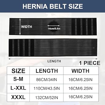 Umbilical Hernia Belt for Men & Women, Abdominal Support Binder with Hernia Support Pad, Adjustable Truss Support, Black, XL