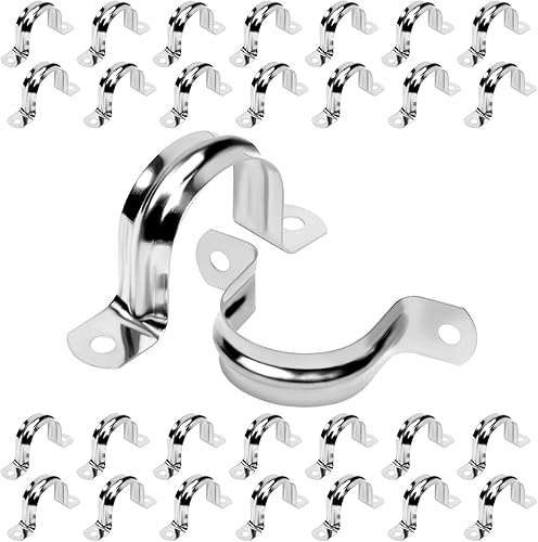 Miniatura 11 de 30 abrazaderas de conducto de acero inoxidable de 1-1/4 pulgadas, correa de 2 agujeros, correa de tubo rígida, clips de tensión, abrazadera de tubo