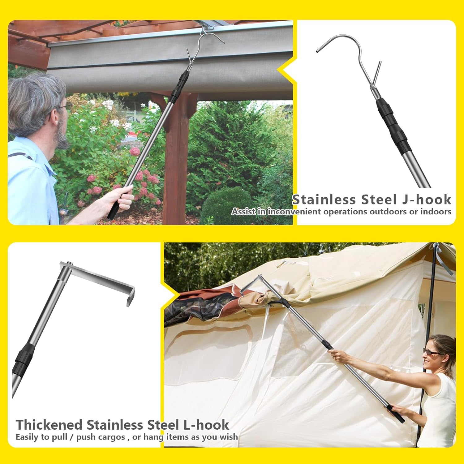 Cargo Grabber Pickup Truck Bed,6.3 FT Truck Cargo Retriever,Heavy Duty Truck Bed Accessories, Truck Bed Reach Tool with 2Hooks