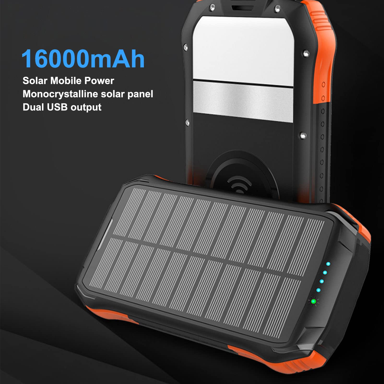 Tyenaza Solar Generator, Solar Power Bank QC3.0 PD18W Szybkie ładowanie 16000 mAh IP66 Waterproofs USB C Bank Power Bank